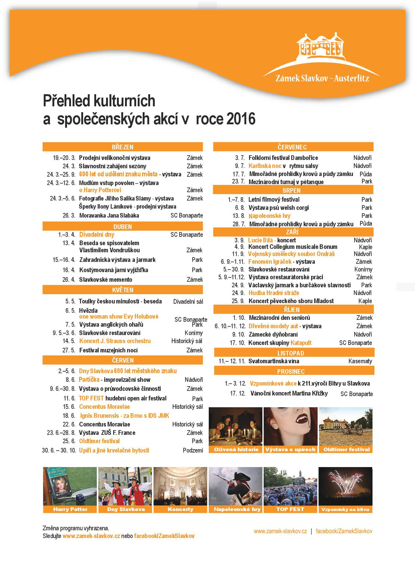 Kalendář akcí 2016
