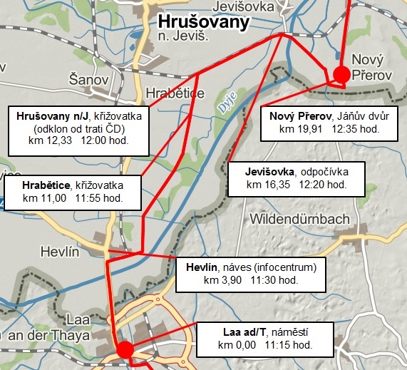 Otevření cyklostezky Brno - Vídeň 2015, trasa z Laa